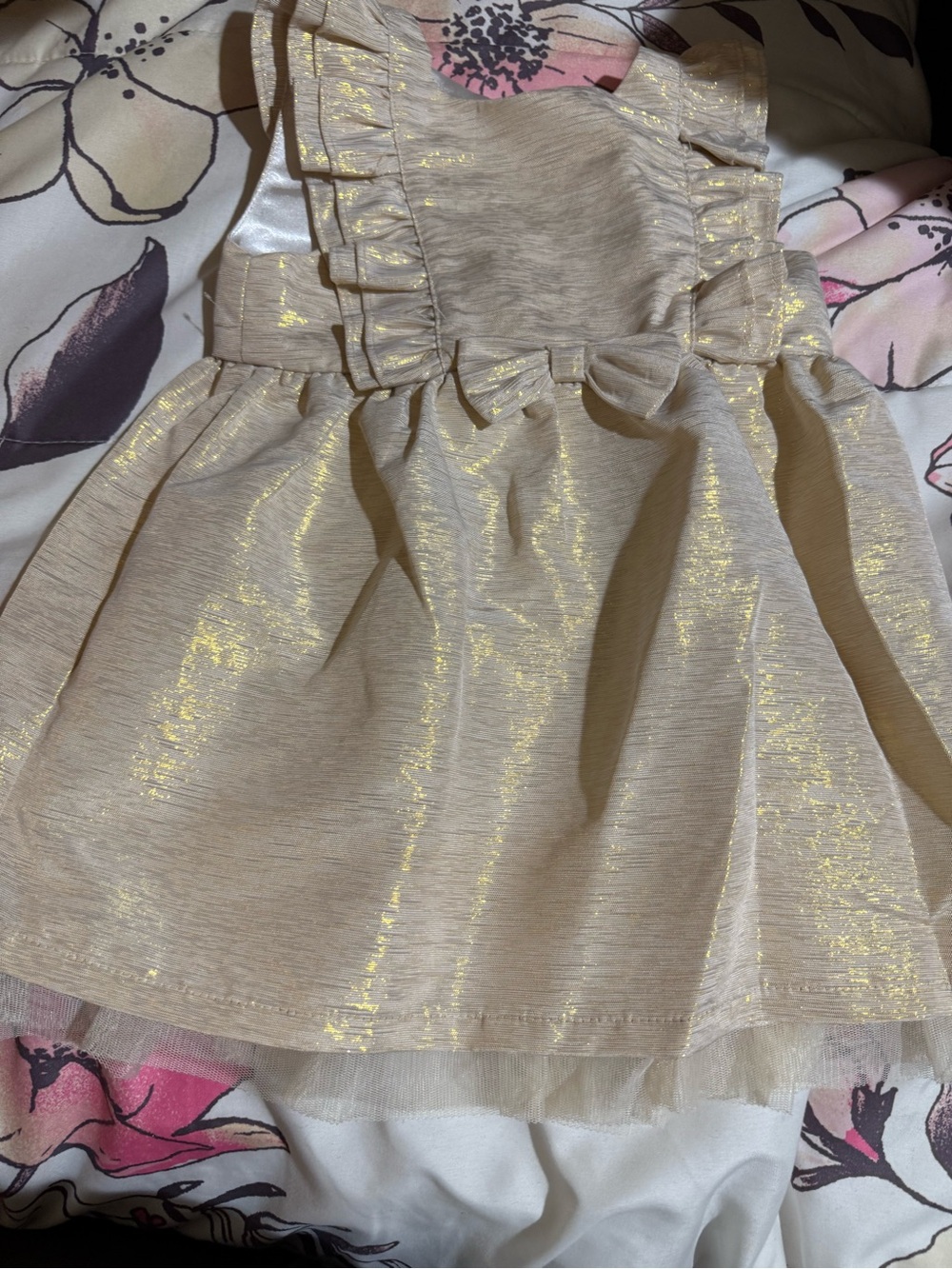 Carter's Gold Shimmery Ruffle Dress